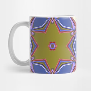 Cartoon Mandala Flower Blue Pink and Yellow Mug